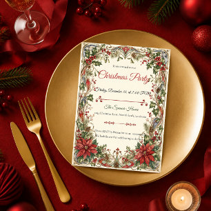 Invitación Fiesta de Navidad Elegante Art Nouveau