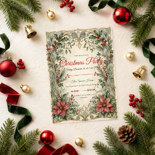 Invitación Fiesta de Navidad Elegante Art Nouveau