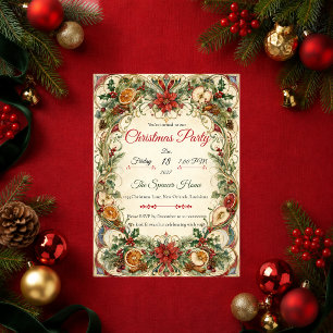 Invitación Fiesta de Navidad Elegante Art Nouveau Botánico