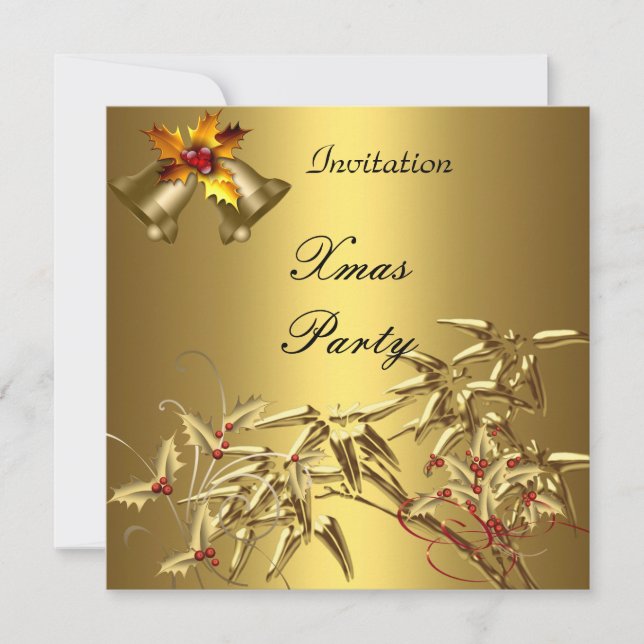Invitación Fiesta de Navidad Elegante Bamboo Asiát (Anverso)