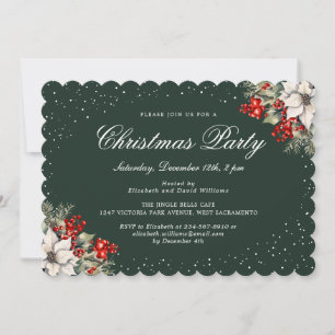 Invitación Fiesta de Navidad elegante botánica verde