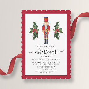Invitación Fiesta de Navidad Elegante Cascanueces Rojo