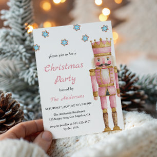 Invitación Fiesta de Navidad Elegante Cascanueces Rosa