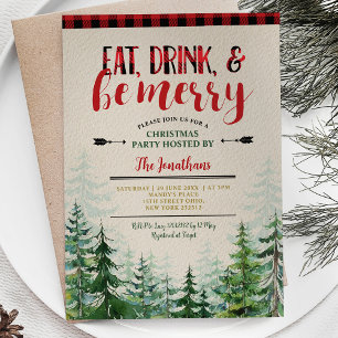 Invitación Fiesta de Navidad Elegante Come, Bebe y Alégrate