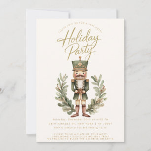 Invitación Fiesta de Navidad elegante con cascanueces verde
