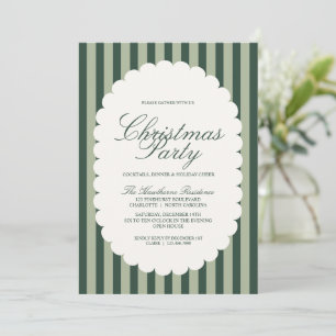 Invitación Fiesta de Navidad elegante con franja verde