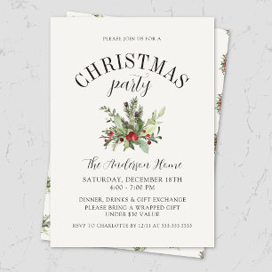 Invitación Fiesta de Navidad elegante con muérdago minimalist
