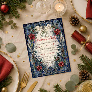 Invitación Fiesta de Navidad elegante de estilo Art Nouveau e