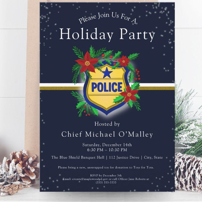 Invitación Fiesta de Navidad Elegante de la Policía (Subido por el creador)