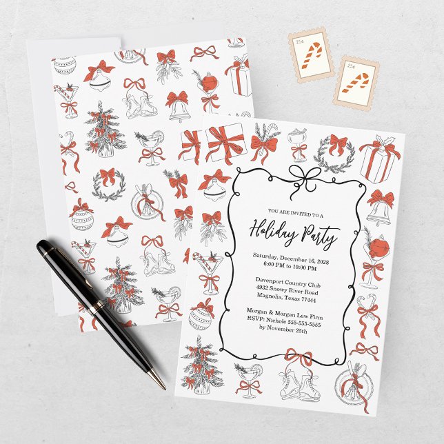Invitación Fiesta de Navidad Elegante de Rojo y Negro (Subido por el creador)