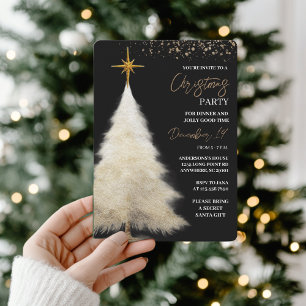 Invitación Fiesta de Navidad elegante en negro y dorado