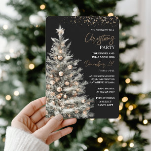 Invitación Fiesta de Navidad elegante en negro y dorado
