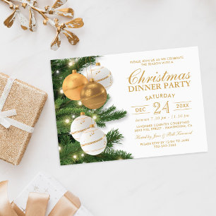 Invitación Fiesta de Navidad elegante en oro
