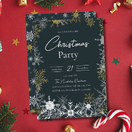 Invitación Fiesta de Navidad elegante moderna copo de nieve a