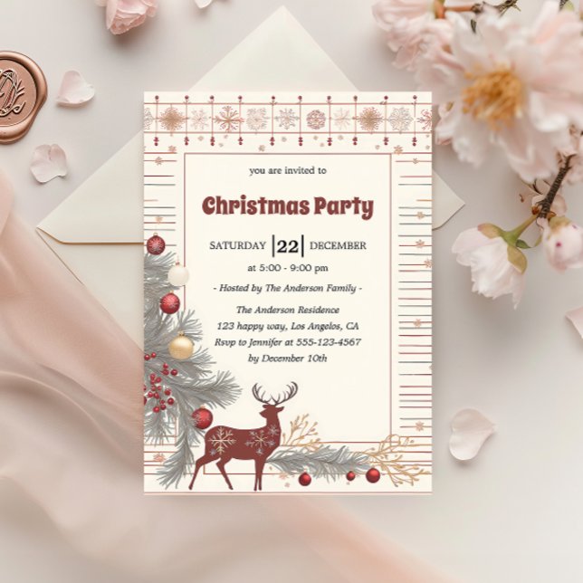 Invitación Fiesta de Navidad Elegante Rústica de Reno         (Subido por el creador)