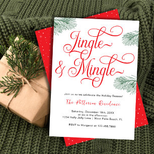 Invitación Fiesta de Navidad Elegante Vegetación Jingle & Min