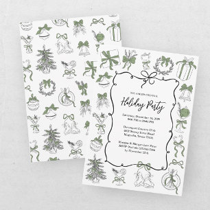 Invitación Fiesta de Navidad Elegante Verde y Negra