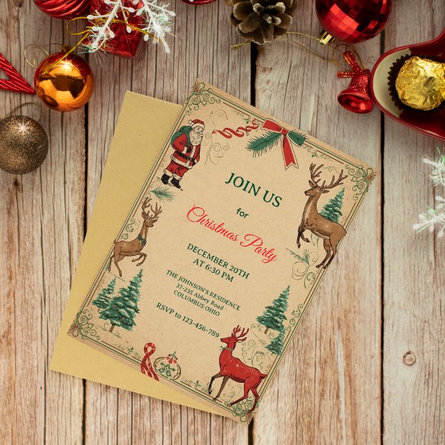 Invitación Fiesta de Navidad Elegante Vintage (Subido por el creador)