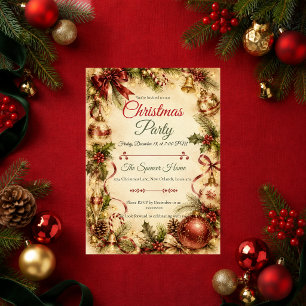 Invitación Fiesta de Navidad Elegante Vintage