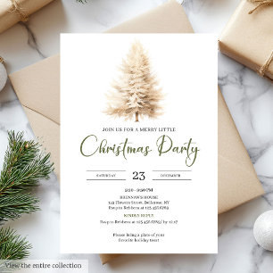 Invitación Fiesta de Navidad elegante y acogedora en tonos ne