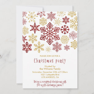Invitación Fiesta de Navidad Elegantes Copos de Nieve