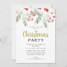 Invitación Fiesta de Navidad en Acuarela con Verdor Invernal 