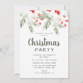 Invitación Fiesta de Navidad en Acuarela Elegante Vegetación 