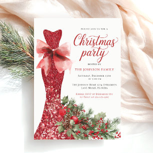 Invitación Fiesta de Navidad en Acuarela Roja