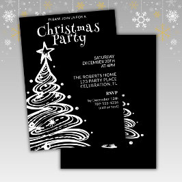 Invitación Fiesta de Navidad en Blanco y Negro