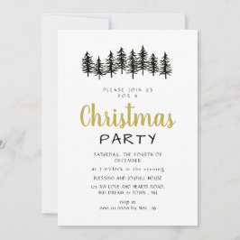 Invitación Fiesta de Navidad en bosque de pino moderno elegan