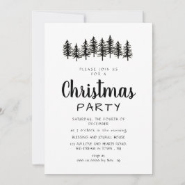 Invitación Fiesta de Navidad en bosque de pino moderno elegan