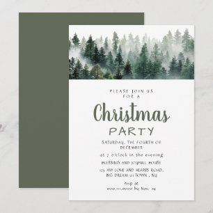 Invitación Fiesta de Navidad en bosque de pino moderno elegan