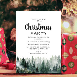 Invitación Fiesta de Navidad en bosque de pino moderno elegan