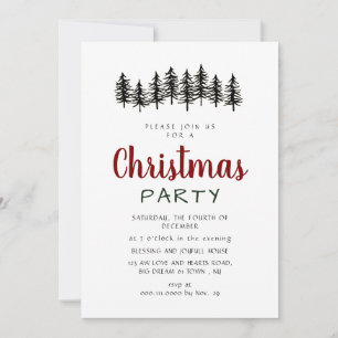 Invitación Fiesta de Navidad en bosque de pino moderno elegan