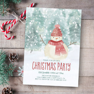 Invitación Fiesta de Navidad en el bosque de invierno con acu