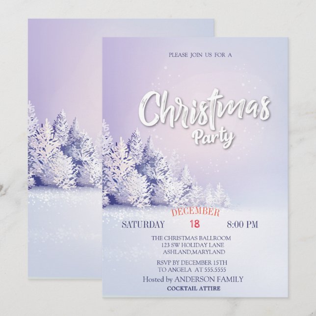 Invitación Fiesta de Navidad en el Bosque de Pinares (Anverso / Reverso)