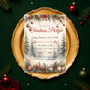 Invitación Fiesta de Navidad en el Bosque Invernal Elegante