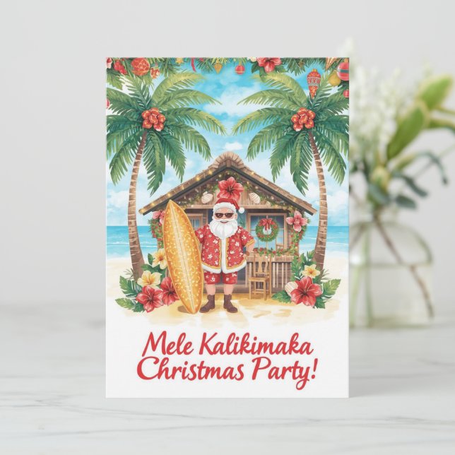 Invitación Fiesta de Navidad en Hawaii “Mele Kalikimaka!”  (Anverso de pie)