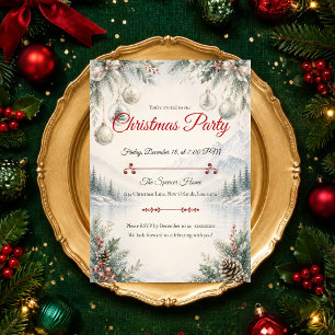 Invitación Fiesta de Navidad en la Montaña de Invierno Elegan
