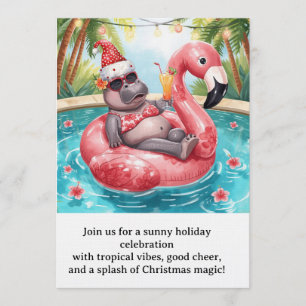 Invitación Fiesta de Navidad en la Piscina Hipopótamo Lindo