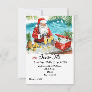 Invitación Fiesta de Navidad en la Piscina – Papá Noel Guarda