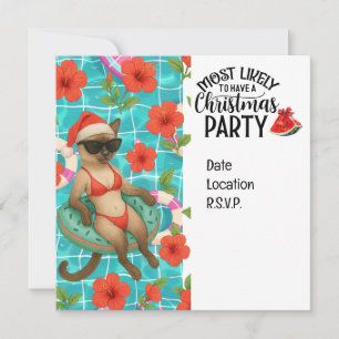 Invitación Fiesta de Navidad en la Piscina para Navidad en Ju