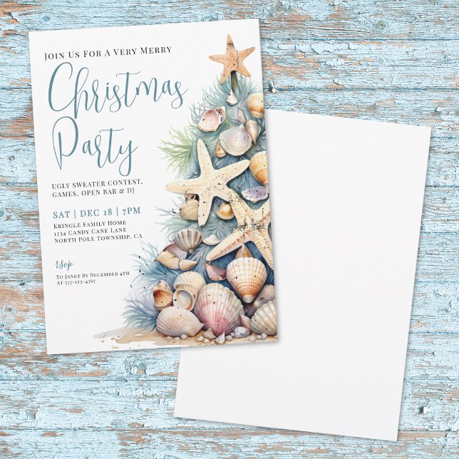 Invitación Fiesta de Navidad en la Playa (Beach Christmas In July Invitation)