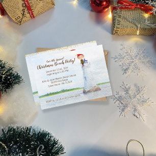 Invitación Fiesta de Navidad en la Playa Acuarela Faro