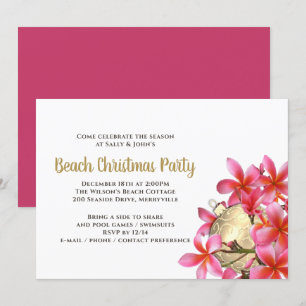 Invitación Fiesta de Navidad en la playa de Plumeria Rosa