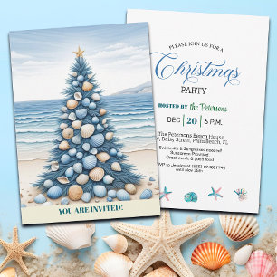Invitación Fiesta de Navidad en la Playa del Árbol de Navidad