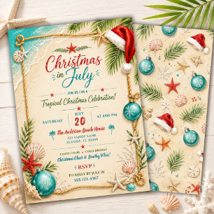 Invitación Fiesta de Navidad en la Playa en Julio