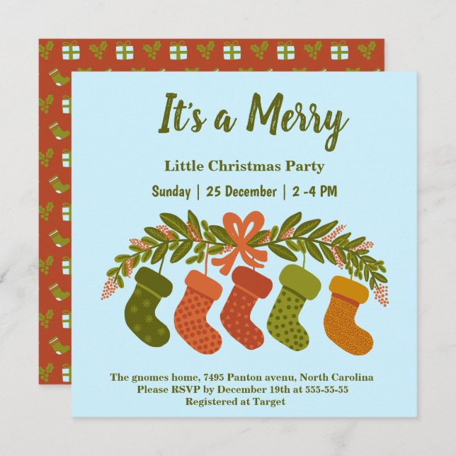 Invitación Fiesta de Navidad en las Botas de Holly (Anverso / Reverso)