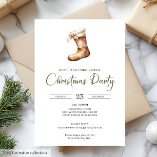 Invitación Fiesta de Navidad en marrón claro y salvia neutra