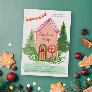 Invitación Fiesta de Navidad en una Casa Familiar Adorable